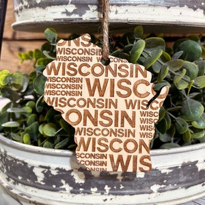 Wisconsin Ornament | Christmas Ornaments | Wisconsin Gifts | Word Art