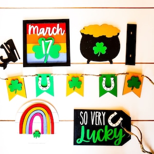 St. Patrick&#39;s Day Tiered Tray Decor | St. Patty&#39;s Day Tiered Tray Decor | Tiered Tray Decor Bundle | Tiered Tray Signs | Tiered Tray DIY Kit