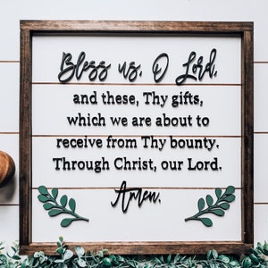 Prayer Sign for Dining Room | Bless Us O Lord Sign | Shiplap Sign | Farmhouse | Religious Wood Sign | Farmhouse Decor | Dinner Prayer Sign