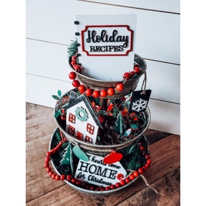 Christmas Tiered Tray Decor Signs: Holiday DIY Kit
