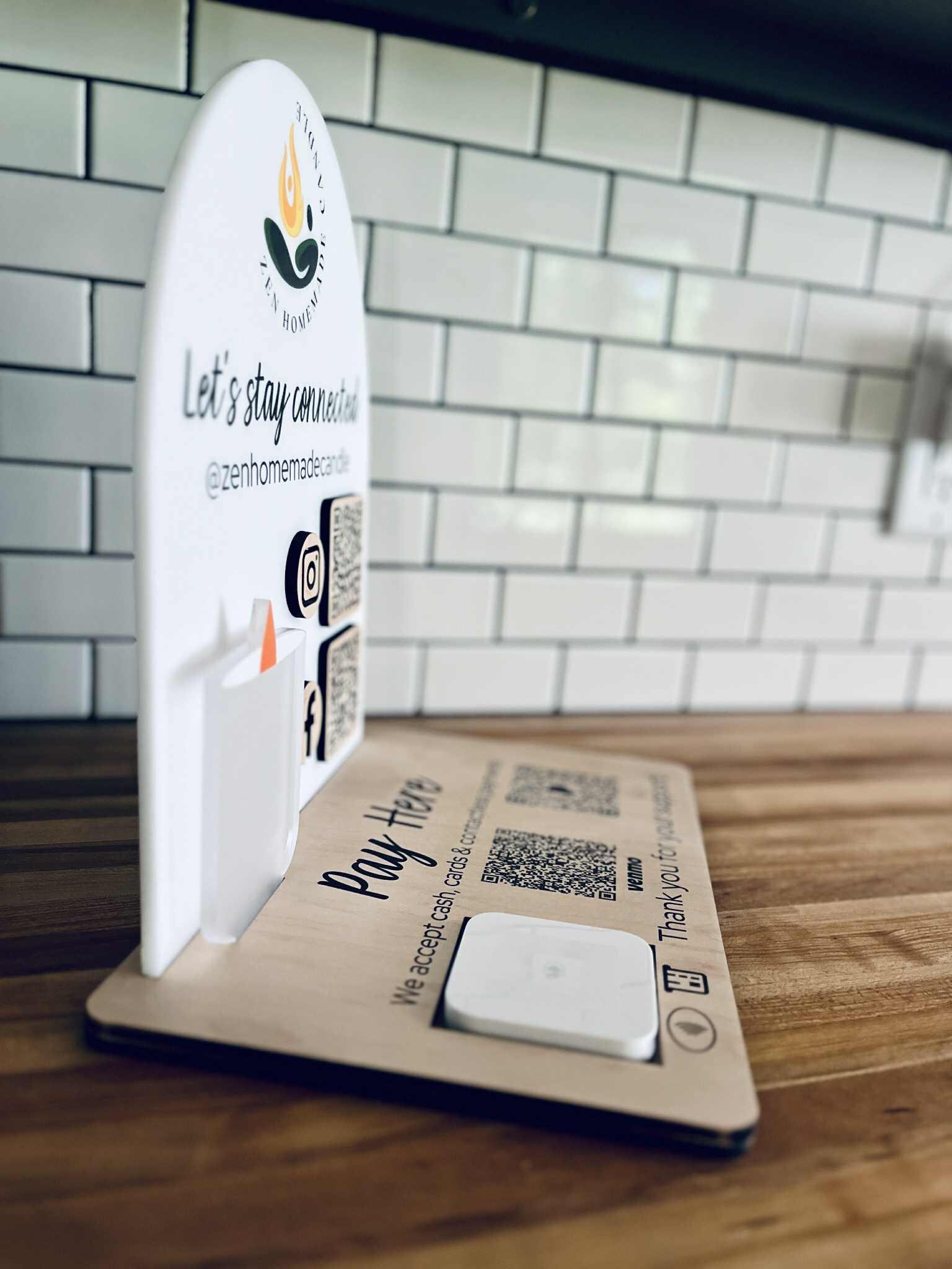 Custom QR Code Display Stand: Laser Cut Wood Sign for Vendor Booth - Etsy
