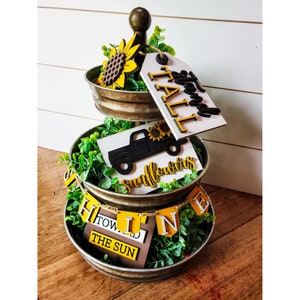 Sunflower Tiered Tray Decor: Summer Mini Sign Set
