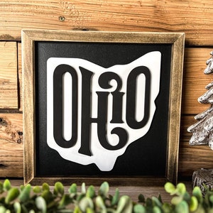 Ohio Art | Ohio Sign | Ohio Home Sign | Framed Wood Sign | Ohio Home Decor | Rustic Ohio Decor | Ohio Gifts