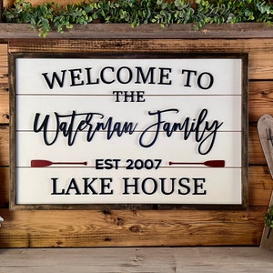 Personalized Lake House Sign | Family Lake House Sign with Est Date | House Warming Gift | Lake House Decor | Rustic Decor | Cabin Decor