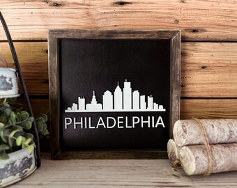 Philadelphia Skyline Art | Pennsylvania Sign | Philadelphia Home Decor | Pennsylvania Gift | Housewarming Gift | Chicago Skyline Wall Art