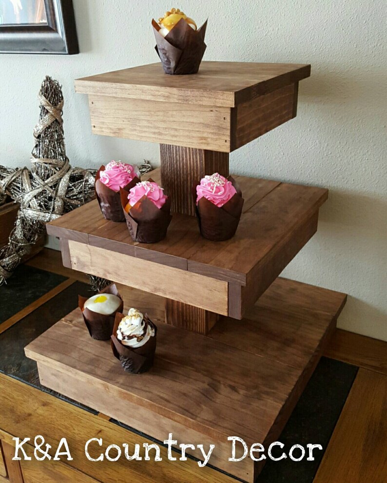 Wooden Cupcake Stand Rustic Country Decor Birthday Party Etsy