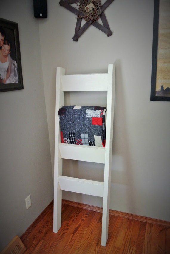 Blanket Ladder Antique White Distressed Wooden Nursery Etsy