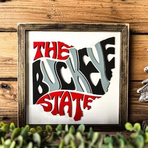 Ohio Art | Ohio Sign | Ohio Buckeye State | Framed Wood Sign | Ohio Home Decor | Rustic Ohio Decor | Ohio Gifts