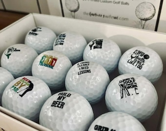 Funny Golf Balls Gift Set – Set of 12 Hilarious Golf Quote Balls | UV Printed Golf Balls | Gag Gift for Golfers