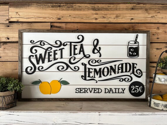 Sweet Tea & Lemonade Sign: Farmhouse Kitchen Decor