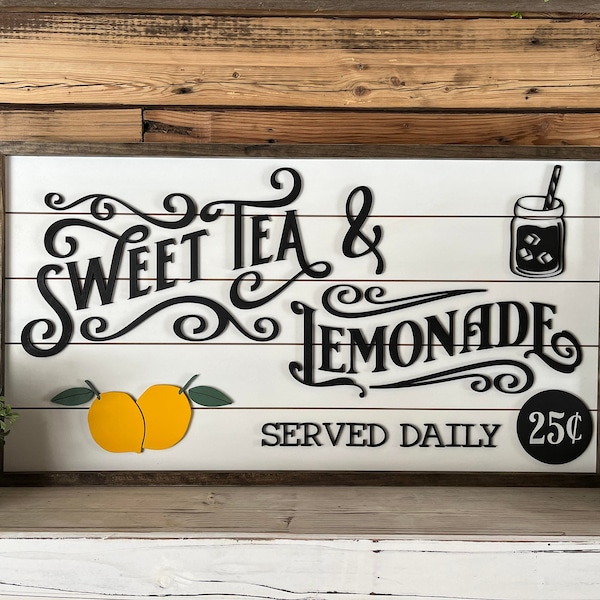 Letrero de té dulce y limonada: decoración de cocina rústica