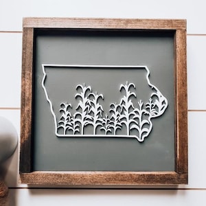 Iowa Corn Stalk Sign | Iowa State Sign | House Warming Gift Idea | State Sign | Rustic Home Decor | Gift for Her | Farmhouse Home Decor