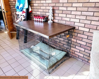 Farmhouse Dog Crate Table Top: Custom Wood Kennel Cover