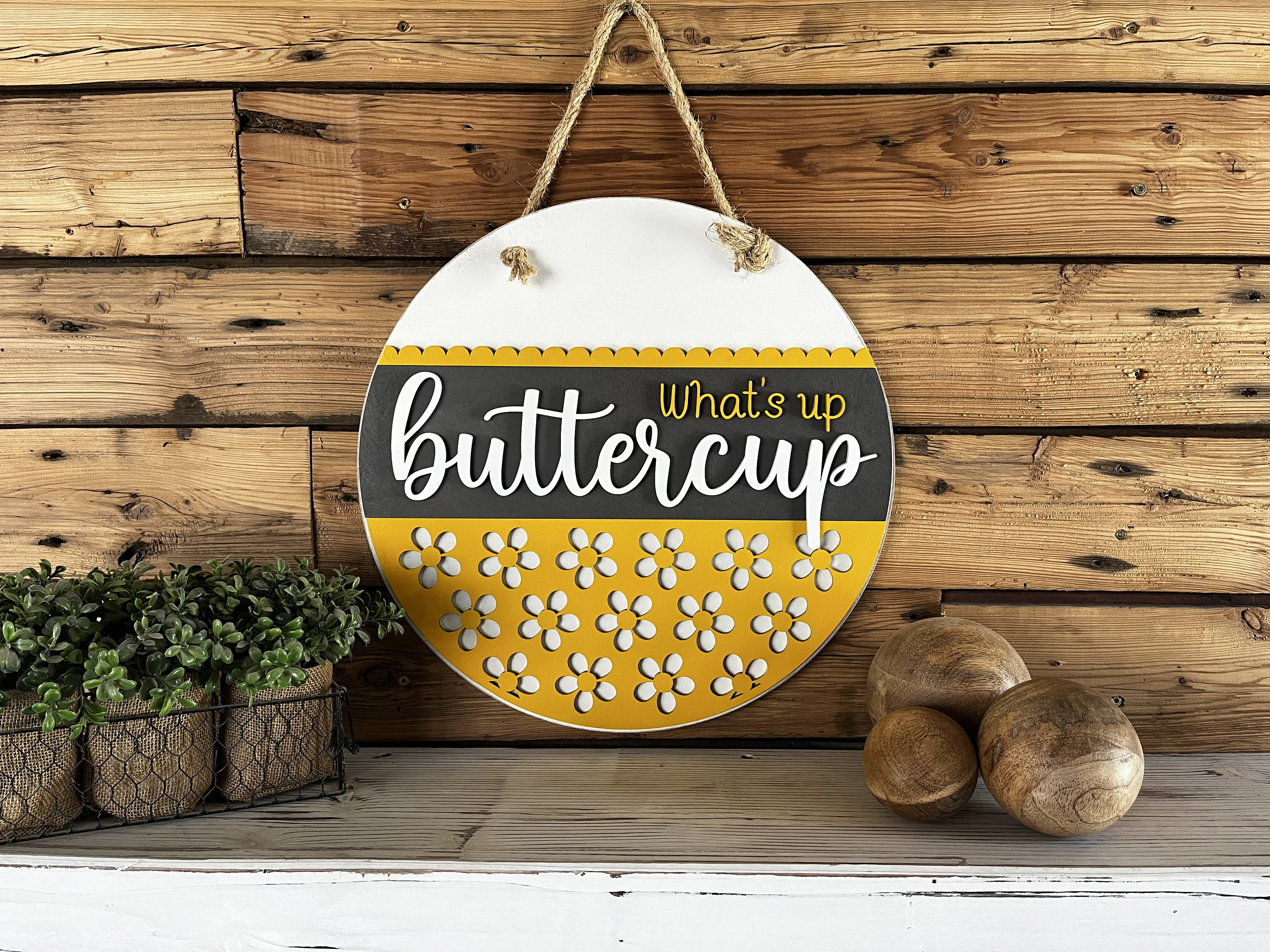 34 Front Porch Decor Ideas for Every Season 3 What's Up Buttercup Round Sign Summer Front Door Sign Round Welcome…
