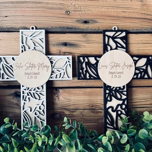 Personalized Wood Baptism Cross: Engraved Maple Gift
