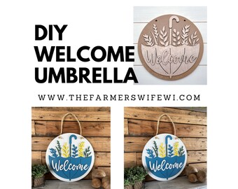 DIY Welcome Sign Kit: Umbrella Front Door Decor (18" Round)