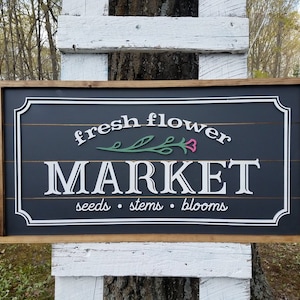 Flower Market Sign: Raised Letter Shiplap Front Porch Decor
