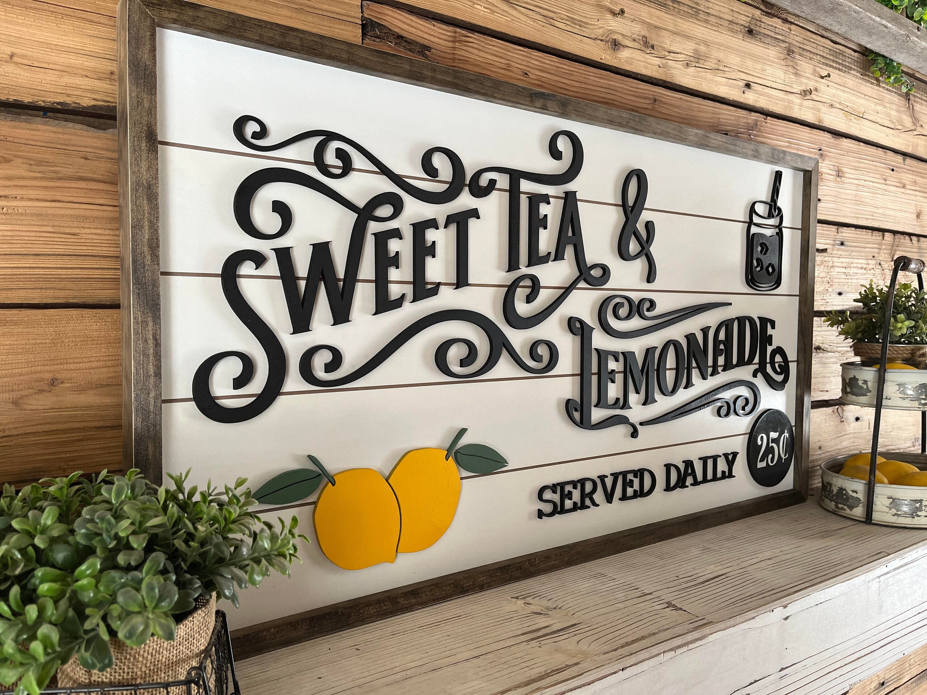 Sweet Tea & Lemonade Sign: Farmhouse Kitchen Decor - Etsy
