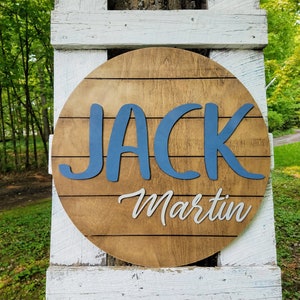24" Round Custom Name Wood Sign | Shiplap Sign | Baby Name Sign | Nursery name sign | Nursery room decor| Wood Name Sign | Round Wood Sign