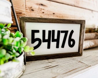 Personalized Zip Code Sign: Laser Cut Farmhouse Decor