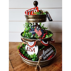 Patriotic Tiered Tray Decor | Tiered Tray Signs | Tiered Tray Decor Summer | Tiered Tray Decor | Tiered Tray Decor Bundle |Tier Tray DIY Kit