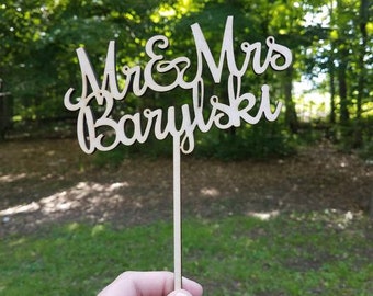 Personalized Wedding Cake Topper | Rustic Wedding Decor | Mr. & Mrs. Cake Topper | Wood Cutout Cake Topper