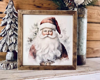 Vintage Santa Claus Sign – Rustic Farmhouse Christmas Wall Decor