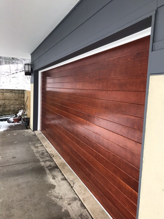 Beautiful Landscape Customizable Wooden Garage Door