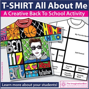 All About Me T-shirt activity, back to school printable art and writing fun for kids, classroom and homeschool worksheets, digital download