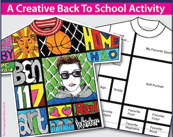 All About Me T-Shirt Art Activity: Back to School Printable Worksheets (Digital Download)