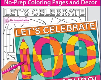 100 dagen school kleurplaten, warme en koele kleuren kunst (afdrukbaar)