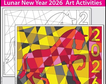 Kunstactiviteiten in het jaar van het paard: nieuwjaarsjaar 2026 Afdrukbare kleurplaten
