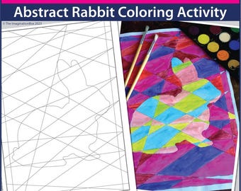 Abstract Easter Bunny Coloring Pages: Spring Art Activity (Digital Download)