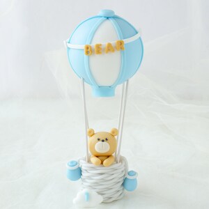 Orsetto in Mongolfiera Cake Topper, Mongolfiera con Nome Bambino, Cake Topper Battesimo