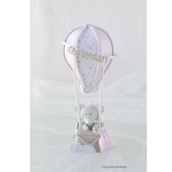 Elefante in Mongolfiera Cake Topper