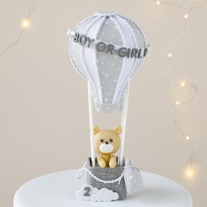Orsetto in Mongolfiera Cake Topper, Cake Topper Battesimo, Cake Topper Compleanno, Decorazione Mongolfiera