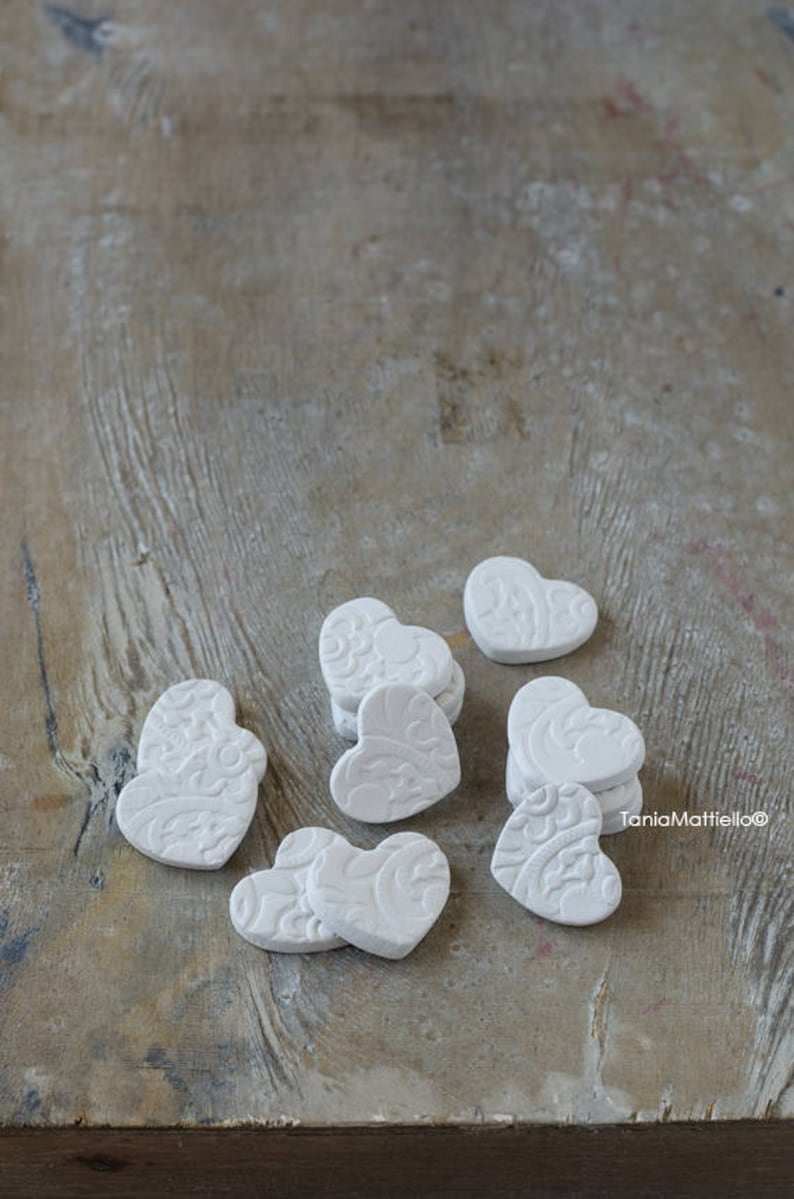 12 or 24 Clay Decorated Heart Tags image 4