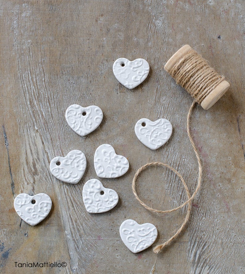 12 or 24 Clay Decorated Heart Tags image 2