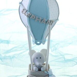 Elefante in Mongolfiera Cake Topper con Nome, Cake Topper Battesimo, Cake Topper Mongolfiera Compleanno Bimbo