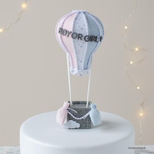 Gender Reveal Cake Topper, Pink and Blue Hot Air Balloon Cake Topper, Hot Air Balloon Gender Reveal Cake Topper, Gender Reveal Announcement image 10