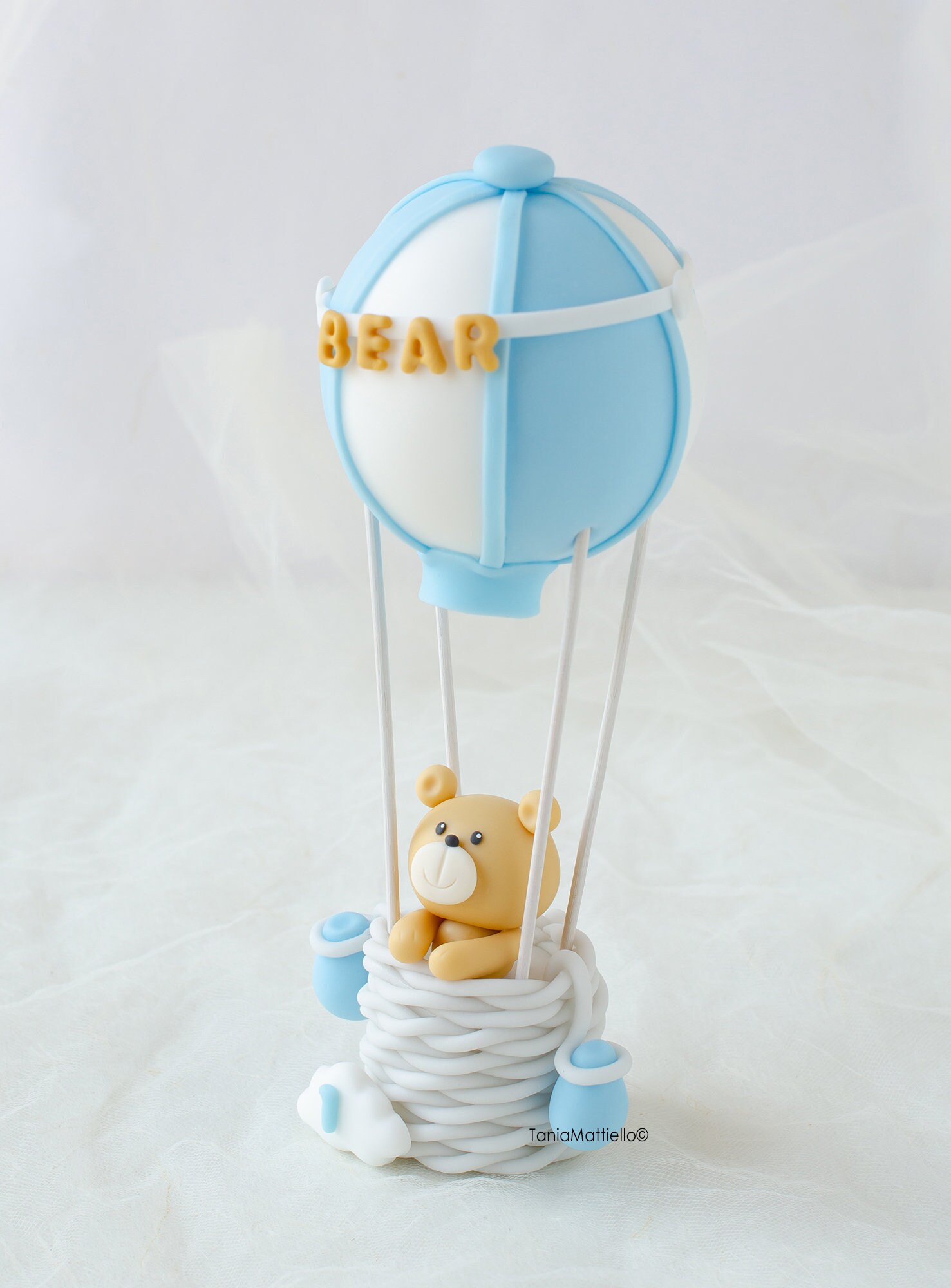 Teddy Bear in Hot Air Balloon Cake Topper, Hot Air Balloon Baby Shower ...