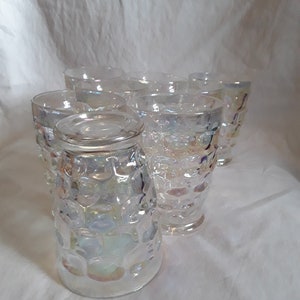 Vintage federal glass/irridescent thumb print glasses/set of 8/water glasses/juice glasses/beverage glasses/8irridescent shiny glasses image 3