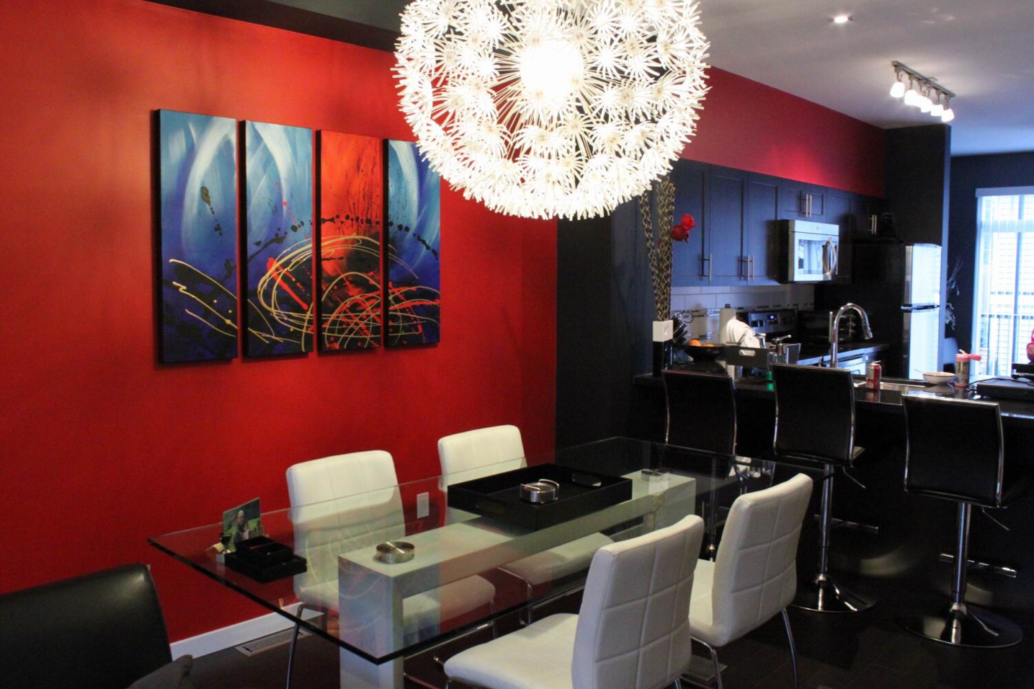 Blue Red Metallic Gold Abstract Splash Art 50 Modern | Etsy