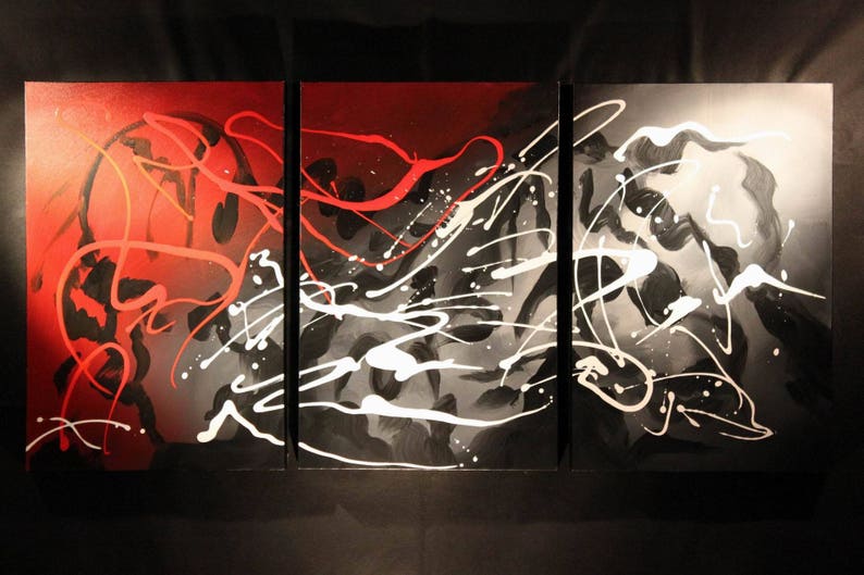 Red Black White Jackson Pollock Abstract Splash Wall Art Deco - Black And White With A Splash Of Red Wall Art Red Black White Jackson Pollock Abstract Splash Wall Art Deco - Black And White With A Splash Of Red Wall Art