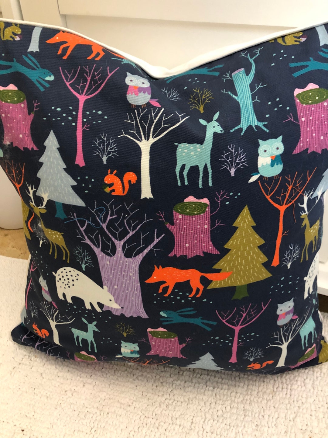 Woodland Animal Pillow Cover Etsy