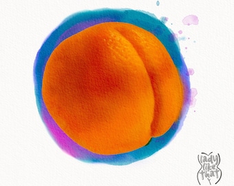 Orange Butt Watercolor Print 8in x 10in
