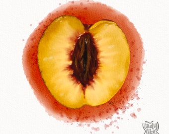 Peach Watercolor Print - Feminist Wall Art, Vulva Art, Female Body Art, Pride Art Print