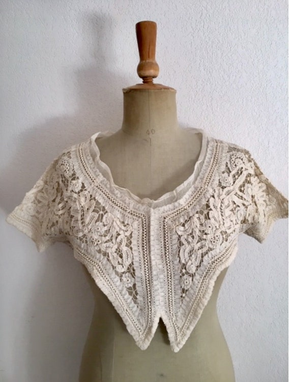 Antique French Lace Top, Battenberg Lace Antique T