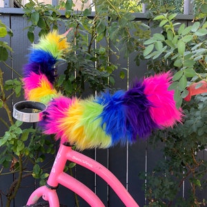 reUSEable Rainbow Prism HANDLEBAR bits Faux Fur - 2 wrap pieces