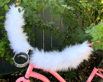 reUSEable Bright White HANDLE BAR bits Faux Fur - 2 wrap pieces